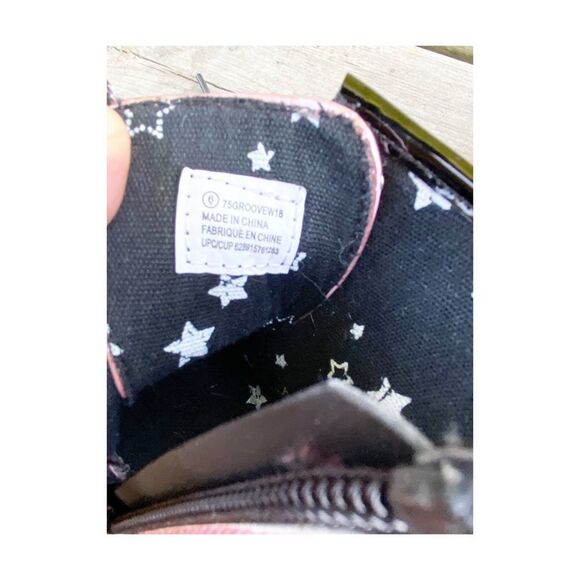 George Pink Black Moto Boots Metallic Sparkle Hologram Sz 6 Youth - Picture 5 of 8